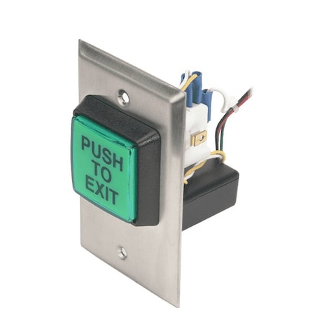 Camden 2" LED Illuminated Green 'PUSH TO EXIT' button with fixed 30 second timer, in-wall mounting CMD-CM-30EE